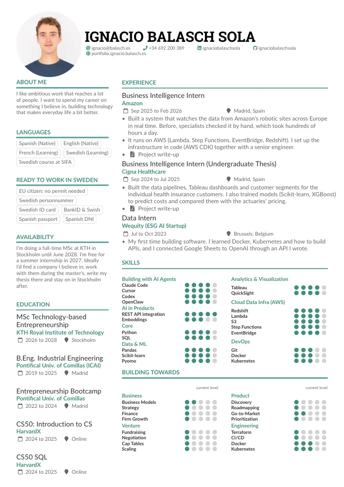First page of Ignacio's CV